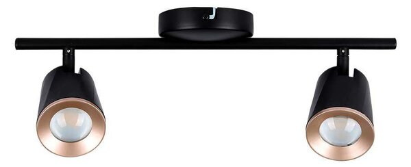 V-TAC kétfejű 10W beltéri fekete fali LED lámpa, meleg fehér, 100 Lm/W - SKU 218255