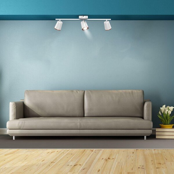 V-TAC háromfejű 15W beltéri fehér fali LED lámpa, meleg fehér, 100 Lm/W - SKU 218258