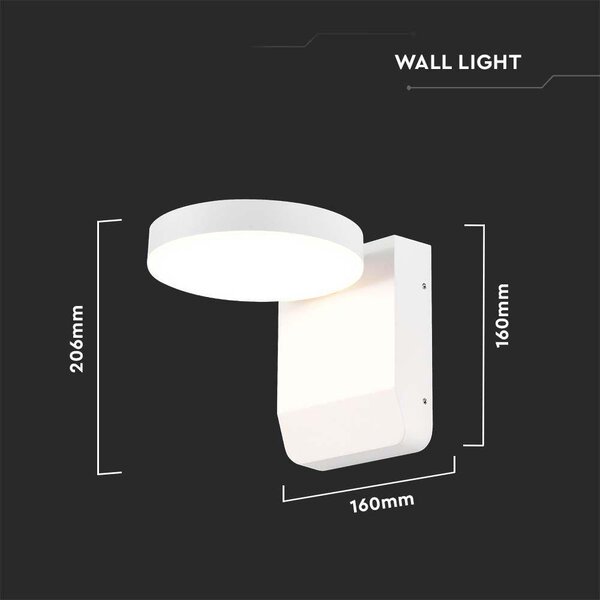 V-TAC kültéri17W LED lámpa, kerek forgatható fejjel, fehér házzal, meleg fehér - SKU 2950