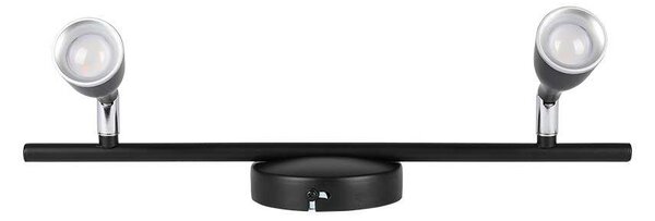 V-TAC kétfejű 9W beltéri fekete fali LED lámpa, természetes fehér, 90 Lm/W - SKU 218269