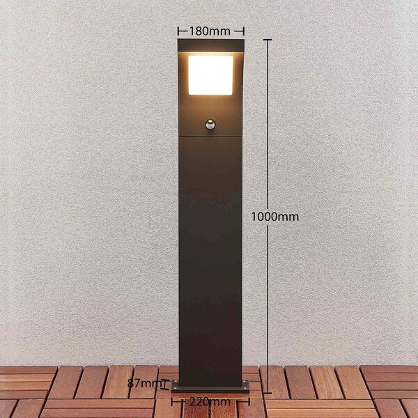 Arcchio Advik LED kivetítő, 100 cm, antracit, érzékelő, IP54, Fekete, Alumínium, Modern