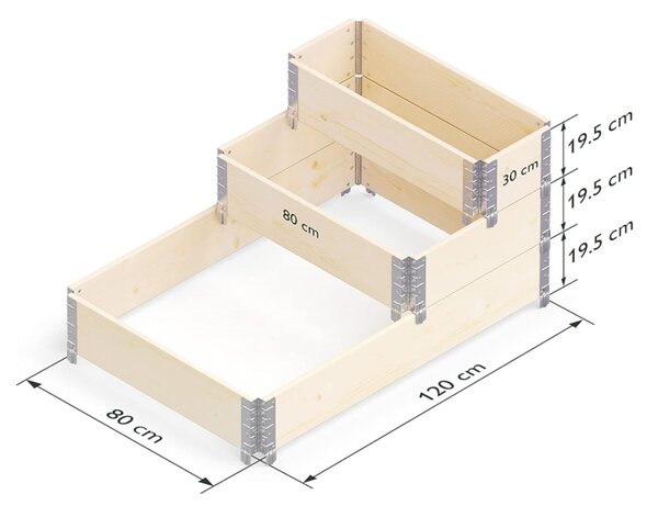 LEGI háromszintes magaságyás 0,8 × 1,2 m, fa