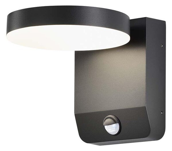 V-TAC kültéri 17W LED lámpa, mozgásérzékelővel, kerek forgatható fej, fekete, meleg fehér - SKU 2956