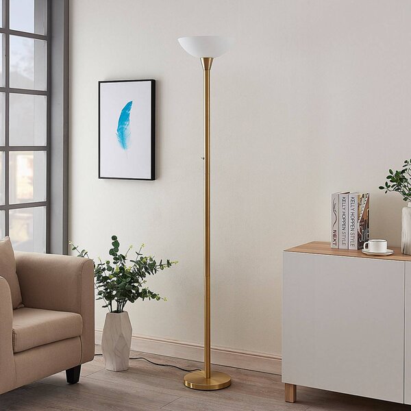 Lindby Ignacia állólámpa, sárgaréz színű, üveg, 180 cm, E27, Sárgaréz / arany, Nappali / Étkező, fém, Modern