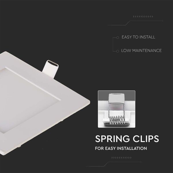 V-TAC süllyeszthető szögletes fémházas LED panel 6W hideg fehér - SKU 214865