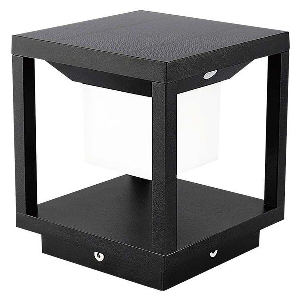 V-TAC fekete házas 2W napelemes LED 16 cm állólámpa, IP65, meleg fehér - SKU 6805