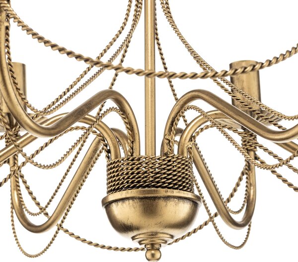 EMIBIG LIGHTING Csillár Tori 6, 6 izzós, arany, dimmelhető, Sárgaréz / arany, Nappali / Étkező, fém, Antik