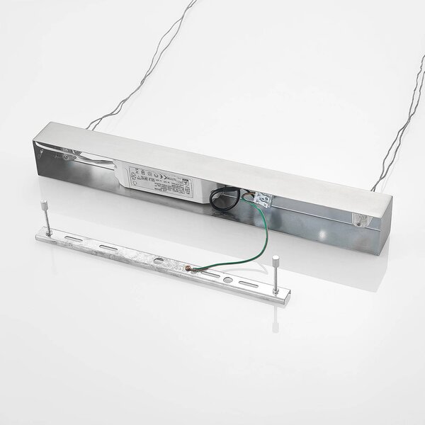 Lindby Alimara LED-es fa függőlámpa, fa, hossza 138 cm, dimmelhető, Világos fa, Nappali / Étkező, fém, Modern