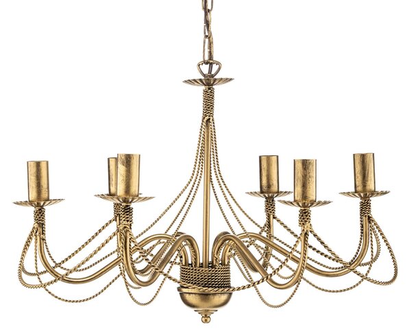 EMIBIG LIGHTING Csillár Tori 6, 6 izzós, arany, dimmelhető, Sárgaréz / arany, Nappali / Étkező, fém, Antik