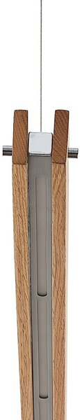 Lindby Alimara LED-es fa függőlámpa, fa, hossza 138 cm, dimmelhető, Világos fa, Nappali / Étkező, fém, Modern