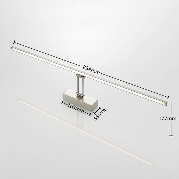 Lucande LED-es képvilágító lámpa Thibaud, 84 cm, nikkel, alumínium, Alu / szürke / cink, Nappali / Étkező, fém, Modern