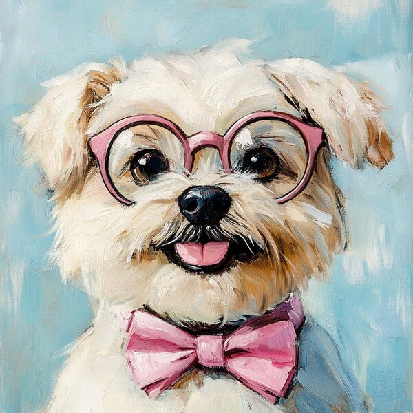 Professor Puppy - Kézzel átfestett olajfestmény