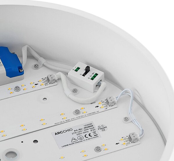 Arcchio LED mennyezeti lámpa Noabelle, Ø 40 cm, fehér, fém, dimmelhető, Fehér / opál, Konyha, fém, Modern