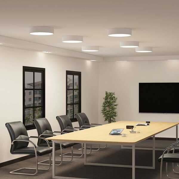Arcchio LED mennyezeti lámpa Noabelle, Ø 40 cm, fehér, fém, dimmelhető, Fehér / opál, Konyha, fém, Modern
