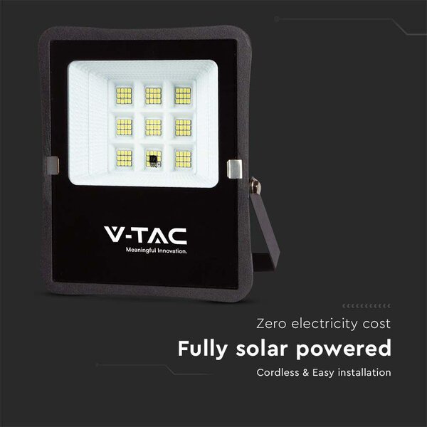 V-TAC napelemes LED reflektor 6W hideg fehér, 400 Lumen - SKU 6964