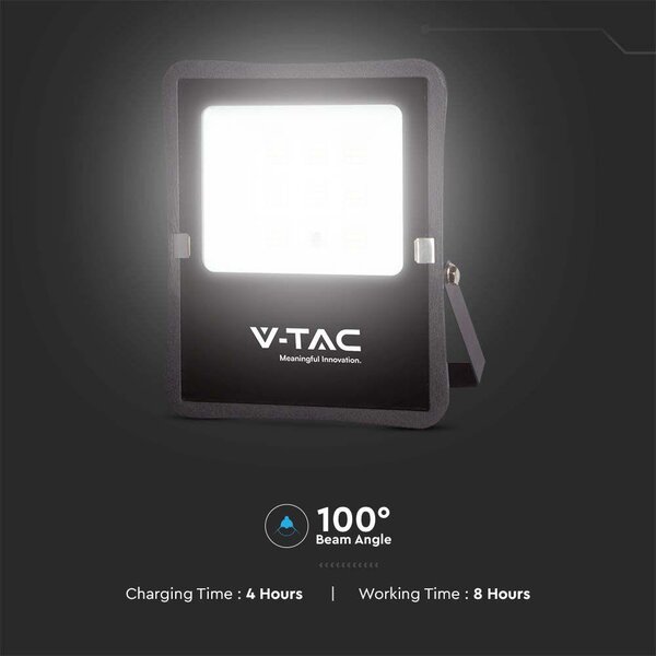 V-TAC napelemes LED reflektor 20W hideg fehér, 2400 Lumen - SKU 6970