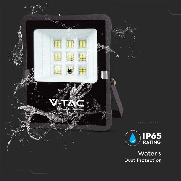 V-TAC napelemes LED reflektor 6W hideg fehér, 400 Lumen - SKU 6964