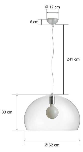 Kartell FL/Y - LED függő lámpa, átlátszó, dimmelhető, Tiszta / átlátszó, Nappali / Étkező, Műanyag, Dizájn