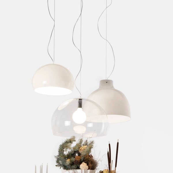 Kartell FL/Y – LED függő lámpa, fényes fehér, dimmelhető, Fehér / opál, Nappali / Étkező, Műanyag, Dizájn