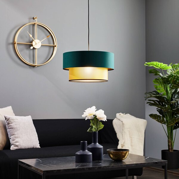 Maco Design Dorina függőlámpa, zöld/arany Ø 40cm, dimmelhető, Zöld, Nappali / Étkező, Műanyag, Modern