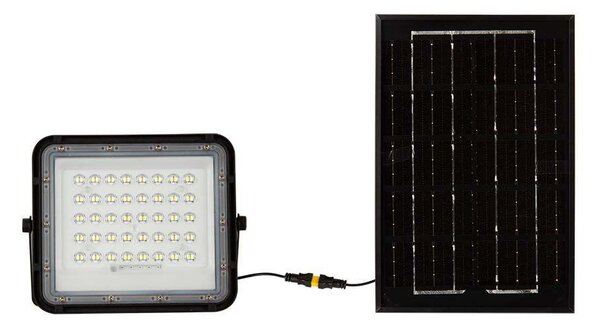 V-TAC 5000mAh napelemes LED reflektor 6W hideg fehér, 400 Lumen, fekete házzal - SKU 7821
