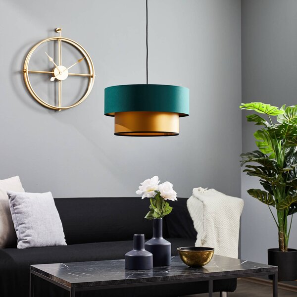 Maco Design Dorina függőlámpa, zöld/arany Ø 40cm, dimmelhető, Zöld, Nappali / Étkező, Műanyag, Modern