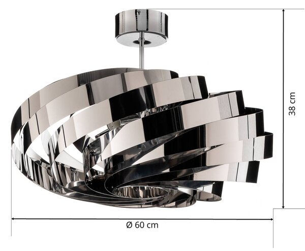 Euluna Vento mennyezeti lámpa, króm nikkel színű, Ø 60 cm, fém, dimmelhető, Króm / ezüst, Nappali / Étkező, fém, Modern