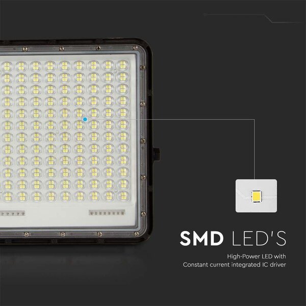 V-TAC 20000mAh napelemes LED reflektor 30W hideg fehér, 2600 Lumen, fekete házzal - SKU 7829