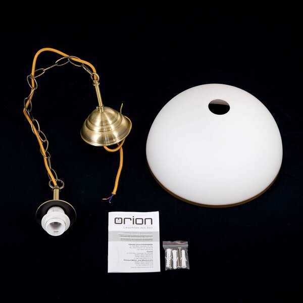 ORION Old Lamp lámpa láncfelfüggesztés, egy izzós, dimmelhető, Sárgaréz / arany, Nappali / Étkező, Üveg, Antik