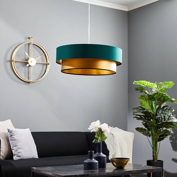 Maco Design Dorina függőlámpa, zöld/arany Ø 60cm, dimmelhető, Zöld, Nappali / Étkező, Műanyag, Modern