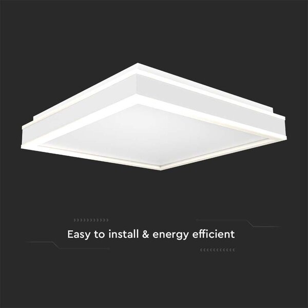V-TAC mennyezeti szögletes 38W lámpa,40x40cm fehér dísszel, természetes fehér, 105 Lm/W - SKU 6915