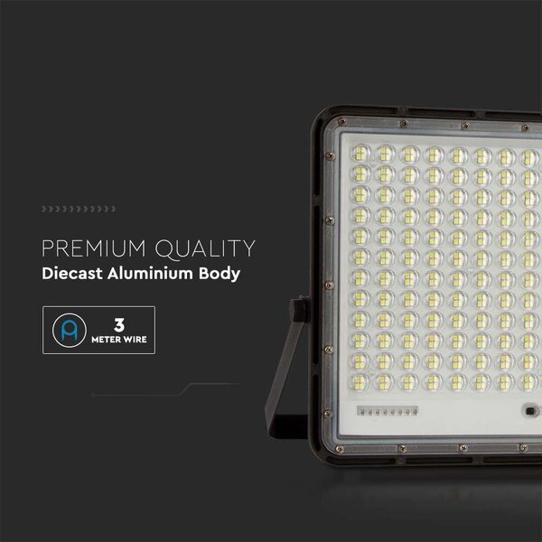 V-TAC 20000mAh napelemes LED reflektor 30W hideg fehér, 2600 Lumen, fekete házzal - SKU 7829