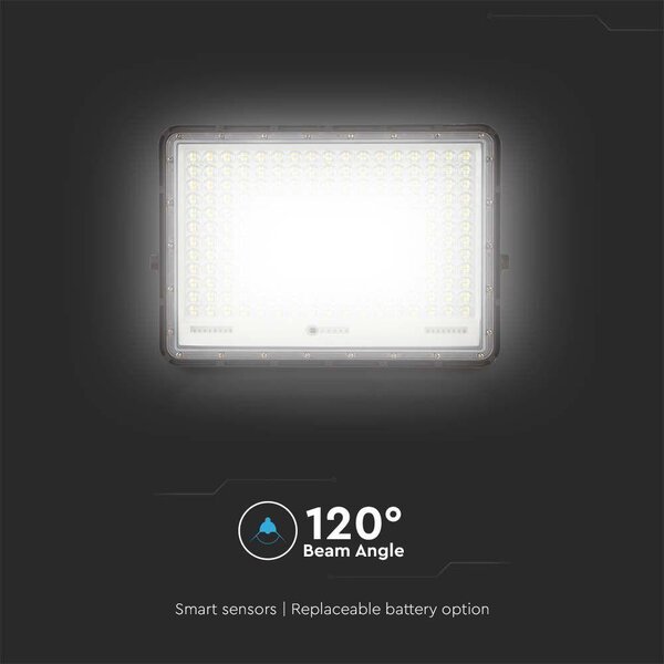 V-TAC 20000mAh napelemes LED reflektor 30W hideg fehér, 2600 Lumen, fekete házzal - SKU 7829