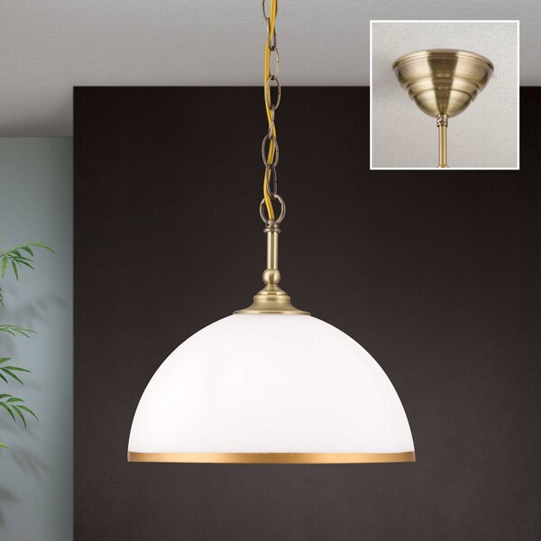 ORION Old Lamp lámpa láncfelfüggesztés, egy izzós, dimmelhető, Sárgaréz / arany, Nappali / Étkező, Üveg, Antik