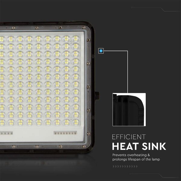 V-TAC 20000mAh napelemes LED reflektor 30W hideg fehér, 2600 Lumen, fekete házzal - SKU 7829