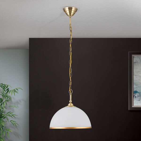 ORION Old Lamp lámpa láncfelfüggesztés, egy izzós, dimmelhető, Sárgaréz / arany, Nappali / Étkező, Üveg, Antik