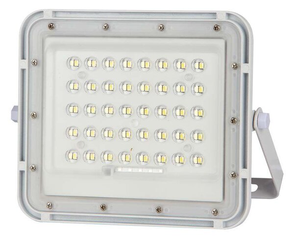 V-TAC 5000mAh napelemes LED reflektor 6W hideg fehér, 400 Lumen, fehér házzal - SKU 7839