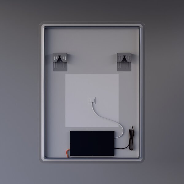 Álló fürdőszobai LED tükör 60x80cm | Páramentesítő - Óra - Fényerő és színhőmérséklet szabályozás | Welland Kath