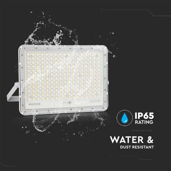 V-TAC 20000mAh napelemes LED reflektor 30W hideg fehér, 2600 Lumen, fehér házzal - SKU 7847