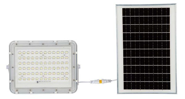 V-TAC 12000mAh napelemes LED reflektor 15W természetes fehér, 1200 Lumen, fehér házzal - SKU 7844