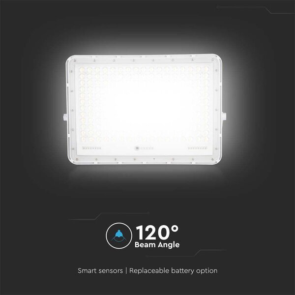V-TAC 20000mAh napelemes LED reflektor 30W hideg fehér, 2600 Lumen, fehér házzal - SKU 7847