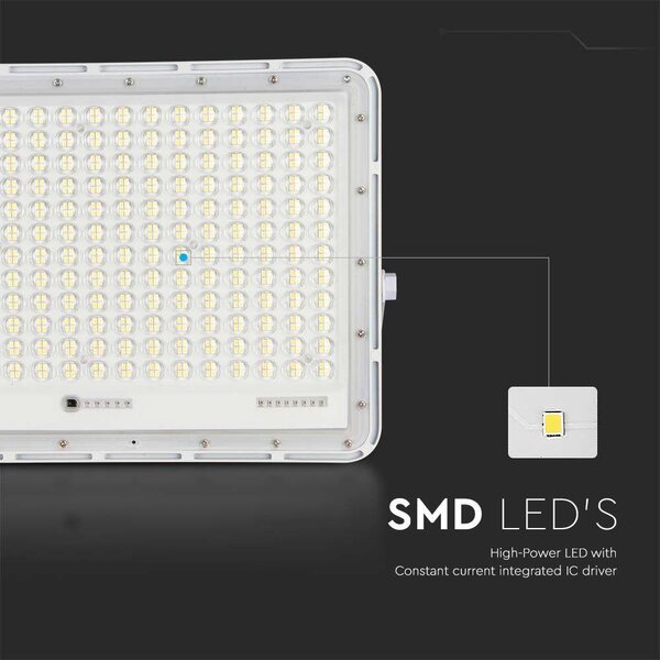 V-TAC 20000mAh napelemes LED reflektor 30W hideg fehér, 2600 Lumen, fehér házzal - SKU 7847