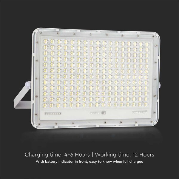 V-TAC 20000mAh napelemes LED reflektor 30W hideg fehér, 2600 Lumen, fehér házzal - SKU 7847