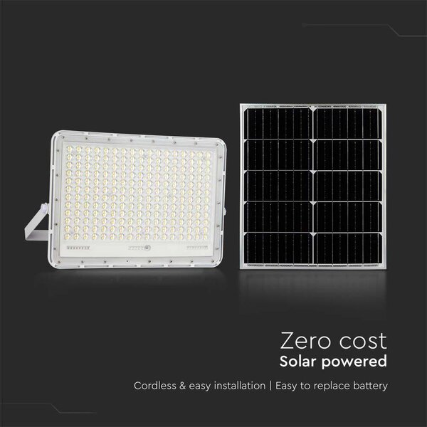 V-TAC 20000mAh napelemes LED reflektor 30W hideg fehér, 2600 Lumen, fehér házzal - SKU 7847