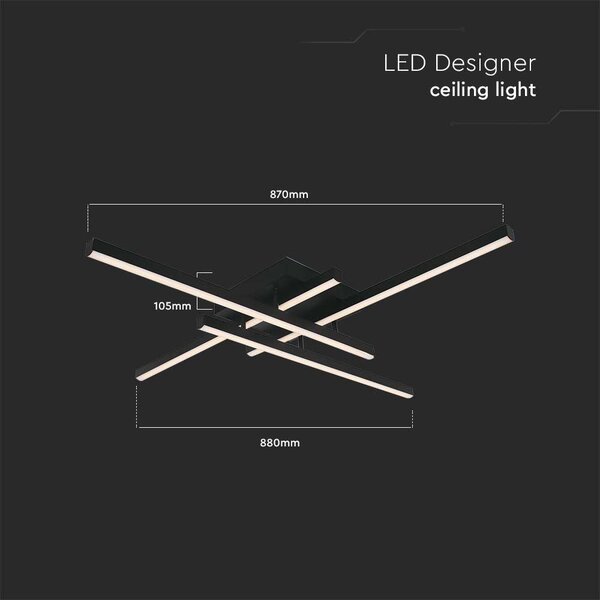 V-TAC dimmelhető mennyezeti designer 38W lámpa, fekete, természetes fehér, 105 Lm/W - SKU 14995