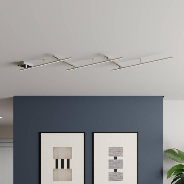 Trio Lighting Indira forgatható LED mennyezeti lámpa, fényerőszabályozóval, nikkel, dimmelhető, Alu / szürke / cink, Nappali / Étkező, fém, Modern