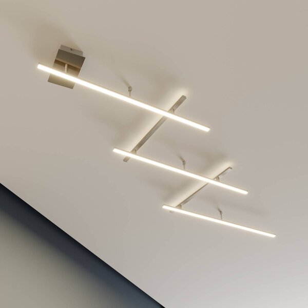 Trio Lighting Indira forgatható LED mennyezeti lámpa, fényerőszabályozóval, nikkel, dimmelhető, Alu / szürke / cink, Nappali / Étkező, fém, Modern
