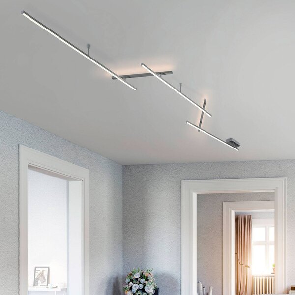 Trio Lighting Indira forgatható LED mennyezeti lámpa, fényerőszabályozóval, nikkel, dimmelhető, Alu / szürke / cink, Nappali / Étkező, fém, Modern