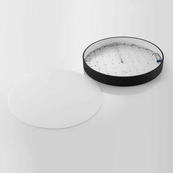 Arcchio LED mennyezeti lámpa Noabelle, Ø 80 cm, fekete, fém, dimmelhető, Fekete, Konyha, fém, Modern