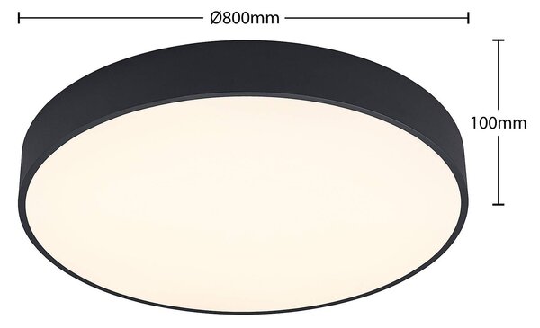 Arcchio LED mennyezeti lámpa Noabelle, Ø 80 cm, fekete, fém, dimmelhető, Fekete, Konyha, fém, Modern